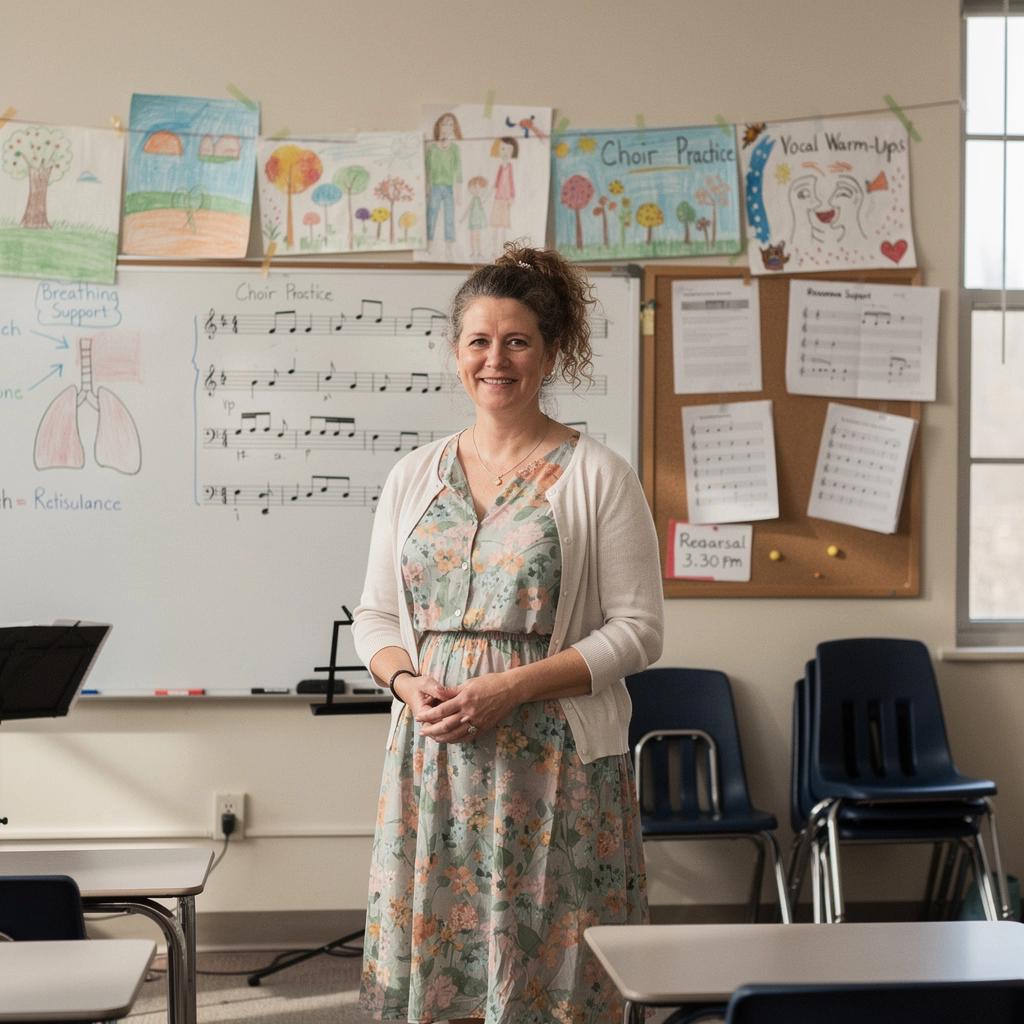 Diákok, akik együtt énekelnek egy zenekari próbán.